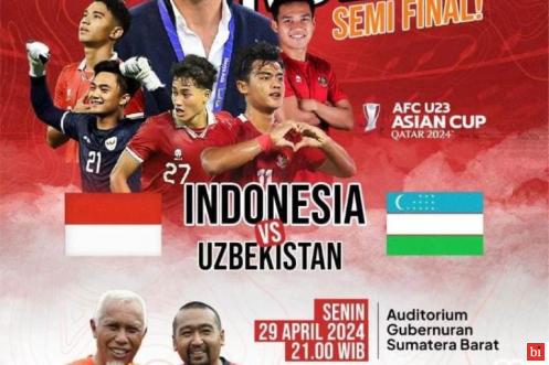Gubernur dan Wagub Sumbar Ajak Nobar Semifinal Piala Asia U23, Ini Lokasinya